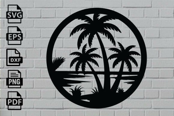 Download Beach Sunset Laser Cut File Home Decor - Home decor Collection