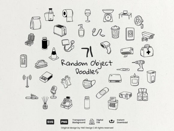 Download Random Object Doodles Clipart Pack - Doodle Collection