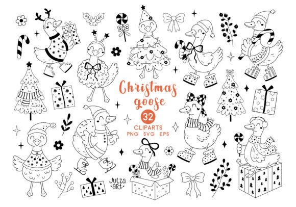 Download Silly Christmas Goose Clipart SVG PNG - Premium Resources
