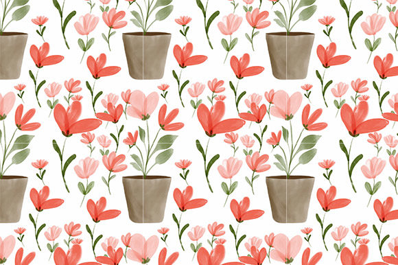 Download Watercolor Red Flower Plant Pattern - Plant Collection