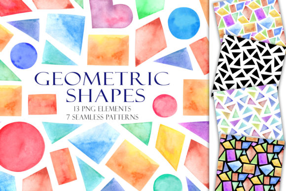 Download Set of Watercolor Geometric Shapes - Premium Resources